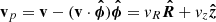 $ \mathbf{v}_p=\mathbf{v}-(\mathbf{v} \cdot \boldsymbol{\hat{\phi}})\boldsymbol{\hat{\phi}}=v_R \boldsymbol{\hat{R}}+v_z \boldsymbol{\hat{z}} $