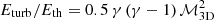 $ E_{\mathrm{turb}}/E_{\mathrm{th}} = 0.5 \, \gamma \, (\gamma-1) \, {{\cal M}}_{\mathrm{3D}}^2 $