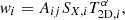 $$ \begin{aligned} { w}_i = A_{ij} S_{X, i} T_{\mathrm{2D}, i}^{\alpha }, \end{aligned} $$