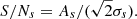$$ \begin{aligned} S/N_s = A_s / (\sqrt{2} \sigma _s). \end{aligned} $$