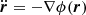 $$ \begin{aligned} \ddot{\boldsymbol{r}} = -\nabla \phi (\boldsymbol{r}) \end{aligned} $$