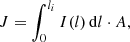 $$ \begin{aligned} J = \int _{0}^{l_i} I(l)\,\mathrm{d}l \cdot A, \end{aligned} $$