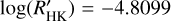 $\log \left( {{{R'}_{{\rm{HK}}}}} \right) = - 4.8099$