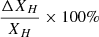 $ \frac{\Delta X_{H}}{X_{H}} \times 100\% $