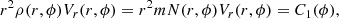 $$ \begin{aligned} r^2\rho (r,\phi )V_r(r,\phi )=r^2mN(r,\phi )V_r(r,\phi )=C_1(\phi ) , \end{aligned} $$