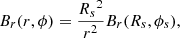 $$ \begin{aligned} B_r(r,\phi )=\frac{{R_s}^2}{r^2}B_r(R_s,\phi _s) ,\end{aligned} $$