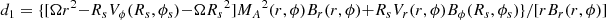 $ d_1=\{[\Omega{r^2}-R_sV_\phi(R_s,\phi_s)-\Omega{R_s}^2]{M_A}^2(r,\phi)B_r(r,\phi)+R_sV_r(r,\phi)B_\phi(R_s,\phi_s)\}/[rB_r(r,\phi)] $