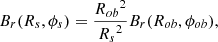 $$ \begin{aligned} B_r(R_s,\phi _s)=\frac{{R_{ob}}^2}{{R_s}^2}B_r(R_{ob},\phi _{ob}) ,\end{aligned} $$