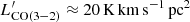 $ L_\mathrm{CO(3{-}2)}^\prime\approx20\, \mathrm{K\, km\, s^{-1}\, pc^2} $