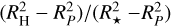 $\left( {R_{\rm{H}}^2 - R_P^2} \right)/\left( {R_ \star ^2 - } \right.R_P^2)$