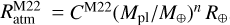 $R_{{\rm{atm}}}^{{\rm{M22}}} = {C^{{\rm{M22}}}}{\left( {{M_{{\rm{pl}}}}/{M_ \oplus }} \right)^n}{R_{_ \oplus }}$