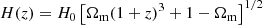 $$ \begin{aligned} H(z) = H_0\left[\Omega _{\rm m}(1+z)^3 + 1-\Omega _{\rm m}\right]^{1/2} \end{aligned} $$