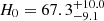 $ H_0 = 67.3^{+10.0}_{-9.1} $
