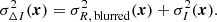 $$ \begin{aligned} \sigma ^2_{\Delta I}(\boldsymbol{x}) = \sigma ^2_{R,\,\mathrm{blurred}}(\boldsymbol{x}) + \sigma ^2_I(\boldsymbol{x}). \end{aligned} $$