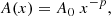 $$ \begin{aligned} A(x) = A_{0}\; x^{-p}, \end{aligned} $$