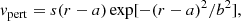 $$ \begin{aligned} v_{\rm pert} =s(r-a)\exp [-(r-a)^2/b^2], \end{aligned} $$