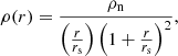 $$ \begin{aligned} \rho (r)=\frac{\rho _{\mathrm{n}}}{\left(\frac{r}{r_{\mathrm{s}}}\right)\left( 1+\frac{r}{r_{\mathrm{s}}}\right)^2}, \end{aligned} $$