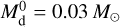 $M_{\rm{d}}^0 = 0.03{M_ \odot }$