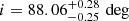 $ i=88.06^{+0.28}_{-0.25}\,\deg $