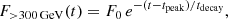 $$ \begin{aligned} F_{{>}300\,\mathrm{GeV}}(t) = F_0 \, e^{-(t-t_{\rm peak})/t_{\rm decay}}, \end{aligned} $$