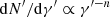 $ {\rm d}N^\prime/{\rm d}\gamma^\prime \propto \gamma^{\prime-n} $