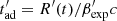 $ t^\prime_{\rm ad}=R^\prime(t)/\beta^\prime_{\rm exp}c $
