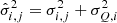 $ \hat{\sigma}_{i,j}^{2} = \sigma_{i,j}^{2} + \sigma_{Q,i}^{2} $