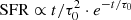 $ {\rm SFR} \propto t/\tau_0^2 \cdot e^{-t/\tau_0} $