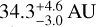 $34.3_{ - 3.0}^{ + 4.6}{\rm{AU}}$