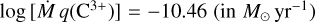$\log \left[ {\dot Mq\left( {{{\rm{C}}^{3 + }}} \right)} \right] = - 10.46\left( {{\rm{in}}{M_ \odot }{\rm{y}}{{\rm{r}}^{ - 1}}} \right)$