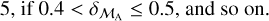 $5{\rm{, if }}0.4 < {\delta _{{{\cal M}_{\rm{A}}}}} \le 0.5{\rm{, and so on}}{\rm{. }}$