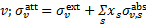 $v;\sigma _v^{{\rm{att}}} = \sigma _v^{{\rm{ext}}} + \sum\limits_s {{x_s}} \sigma _{v,s}^{{\rm{abs}}}$