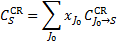 $C_S^{{\rm{CR}}} = \mathop \sum \limits_{{J_0}} {x_{{J_0}}}C_{{J_0} \to S}^{{\rm{CR}}}$