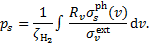 ${p_s} = {1 \over {{\zeta _{{{\rm{H}}_2}}}}}\mathop \smallint \nolimits^ {{{R_v}\sigma _s^{{\rm{ph}}}(v)} \over {\sigma _v^{{\rm{ext}}}}}{\rm{d}}v.$