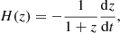 $$ \begin{aligned} H(z)=-\frac{1}{1+z}\frac{\mathrm{d} z}{\mathrm{d} t}, \end{aligned} $$