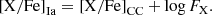 $$ \begin{aligned} \mathrm{[X/Fe]}_{\rm Ia} = \mathrm{[X/Fe]}_{\rm CC} + \mathrm{log} \, F_{\rm X}. \end{aligned} $$