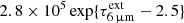 $ 2.8\times10^5\exp\{\tau_{{6\,{\upmu}\mathrm{m}}}^{\mathrm{ext}}-2.5\} $