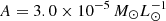 $ A=3.0\times10^{-5}\,M_{\odot}L_{\odot}^{-1} $