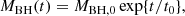 $$ \begin{aligned} M_{\mathrm{BH} }(t)=M_{\mathrm{BH,0} }\exp \{t/t_0\}, \end{aligned} $$