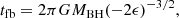 $$ \begin{aligned} t_{\mathrm{fb}}=2\pi G M_{\mathrm{BH} }(-2\epsilon )^{-3/2}, \end{aligned} $$