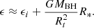 $$ \begin{aligned} \epsilon \approx \epsilon _i+\frac{G M_{\mathrm{BH} }}{R_t^2}R_*. \end{aligned} $$