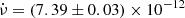 $ \dot{\nu}=(7.39 \pm 0.03) \times 10^{-12} $