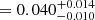 $ =0.040^{+0.014}_{-0.010} $