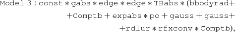 $$ \begin{aligned} \begin{split} \mathtt{Model\;3: const*gabs*edge*edge*TBabs*(bbodyrad+}\\ \mathtt{+Comptb+ expabs*po+gauss+gauss+}\\ \mathtt{+rdlur*rfxconv*Comptb)}, \end{split} \end{aligned} $$