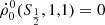$ \dot{\rho }^0_0 (S_{\frac{1}{2}},1,1)=0 $