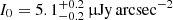 $ I_0= 5.1^{+0.2}_{-0.2}\, {\upmu}\mathrm{Jy\,arcsec}^{-2} $