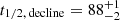 $ t_{1/2,\,\rm decline}=88^{+1}_{-2} $