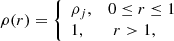 $$ \begin{aligned}&\rho (r) = {\left\{ \begin{array}{ll} \rho _j, \, \, \, \, \, 0 \le r \le 1 \\ 1, \, \, \, \, \, \, \, \, \, \, r > 1, \\ \end{array}\right.}\end{aligned} $$