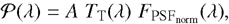 ${\cal P}(\lambda ) = A{T_{\rm{T}}}(\lambda ){F_{{\rm{PS}}{{\rm{F}}_{{\rm{norm }}}}}}(\lambda ),$