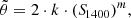 $$ \begin{aligned} \tilde{\theta } = 2\cdot k\cdot \left({S\!_{1400}}\right)^{m}\!, \end{aligned} $$